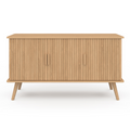 Buffet 110 cm JULIETTE 3 portes à lattes en bois coloris chêne