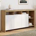 Buffet MALO 140 cm coloris hêtre et portes blanches