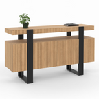 Buffet 140 cm OCTAVE 4 portes à lattes en tasseaux de bois