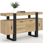 Buffet PHOENIX 140 cm, 4 portes, bois et noir