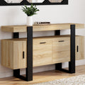 Buffet PHOENIX 140 cm, 4 portes, bois et noir