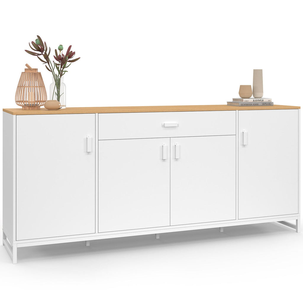 Buffet 180 cm WASHINGTON XXL 4 portes et 1 tiroir bois et blanc