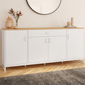 Buffet 180 cm WASHINGTON XXL 4 portes et 1 tiroir bois et blanc