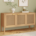 Buffet bas 110 cm EDHEN 3 portes bois et cannage