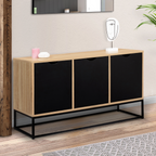 Buffet bas 113 cm BOSTON 3 portes noires design industriel