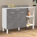 Meuble bas de cuisine 120 cm CINA avec plan de travail H.83 cm, 2 portes + 1 tiroir, blanc et effet béton