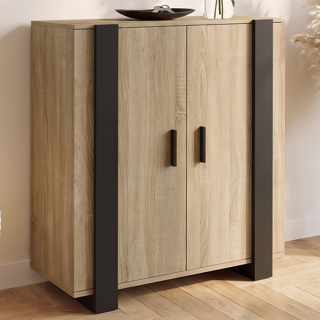 Buffet d'appoint 2 portes 70 cm PHOENIX bois et noir