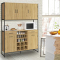 Buffet de cuisine 120 CM DETROIT 5 portes + tiroirs + range-bouteilles design industriel