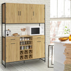 Buffet de cuisine 120 CM DETROIT 5 portes + tiroirs + range-bouteilles design industriel