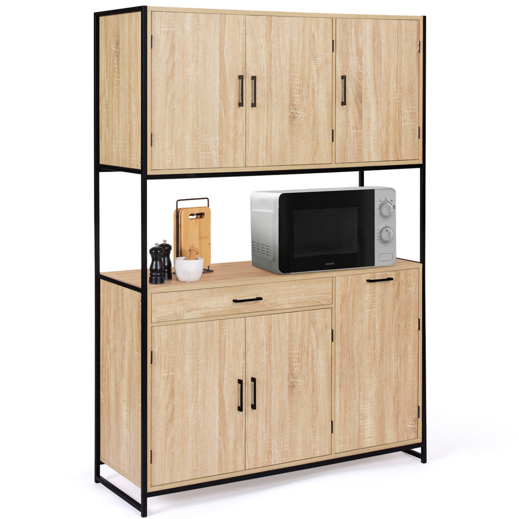 Buffet de cuisine DETROIT 120 cm, 6 portes, design industriel + tiroir