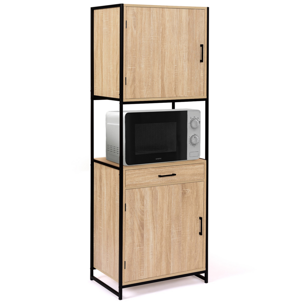 Buffet de cuisine 60 CM DETROIT, meuble 2 portes design industriel + tiroir