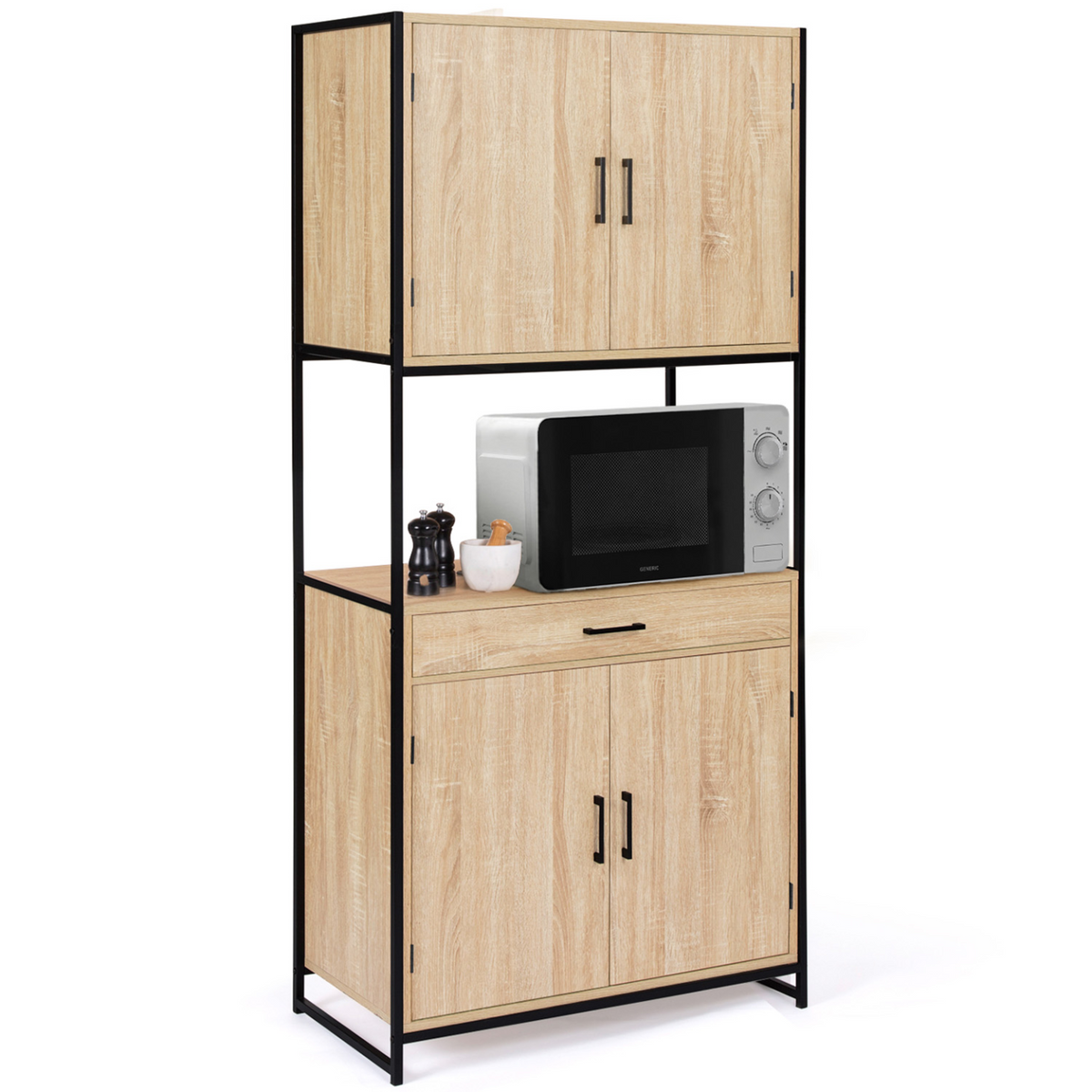 Buffet de cuisine 80 cm DETROIT meuble 4 portes design industriel + tiroir