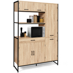 Buffet de cuisine avec colonne de rangement 120 CM DETROIT 6 portes + tiroir design industriel