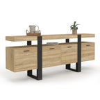 Buffet enfilade 200 cm PHOENIX XXL 4 portes avec niche bois et noir