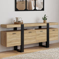 Buffet enfilade 200 cm PHOENIX XXL 4 portes avec niche bois et noir