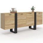 Buffet enfilade PHOENIX XXL 200 cm, 4 portes, bois et noir