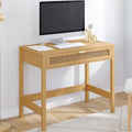 Bureau 1 tiroir EDHEN en bois et cannage
