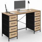 Commode 8 tiroirs en tissu 120x45 cm UTAH bois et noir design industriel