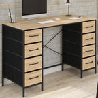 Commode 8 tiroirs en tissu 120x45 cm UTAH bois et noir design industriel