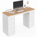 Commode avec 8 tiroirs en tissu 120x45 cm UPPAH blanc et bois