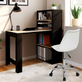 Bureau bibliothèque BEN avec étagères noir et décor hêtre