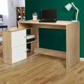 Bureau d'angle en L BOB avec portes effet hêtre et blanc