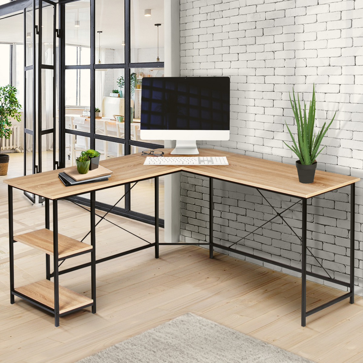 Bureau d'angle en L design industriel DETROIT