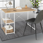 Bureau droit DETROIT design industriel bois et métal blanc