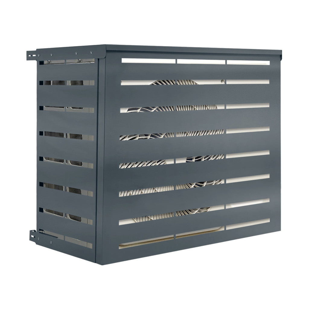 Cache-climatiseur 105 x 35 x 80 cm en métal gris anthracite, protection pour unité extérieure de pompe à chaleur
