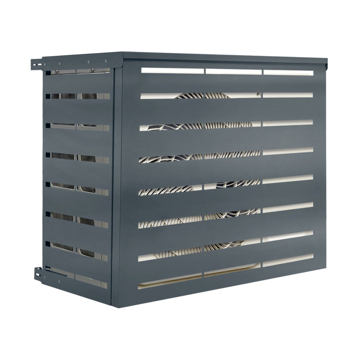 Cache-climatiseur 105 x 35 x 80 cm en métal gris anthracite, protection pour unité extérieure de pompe à chaleur