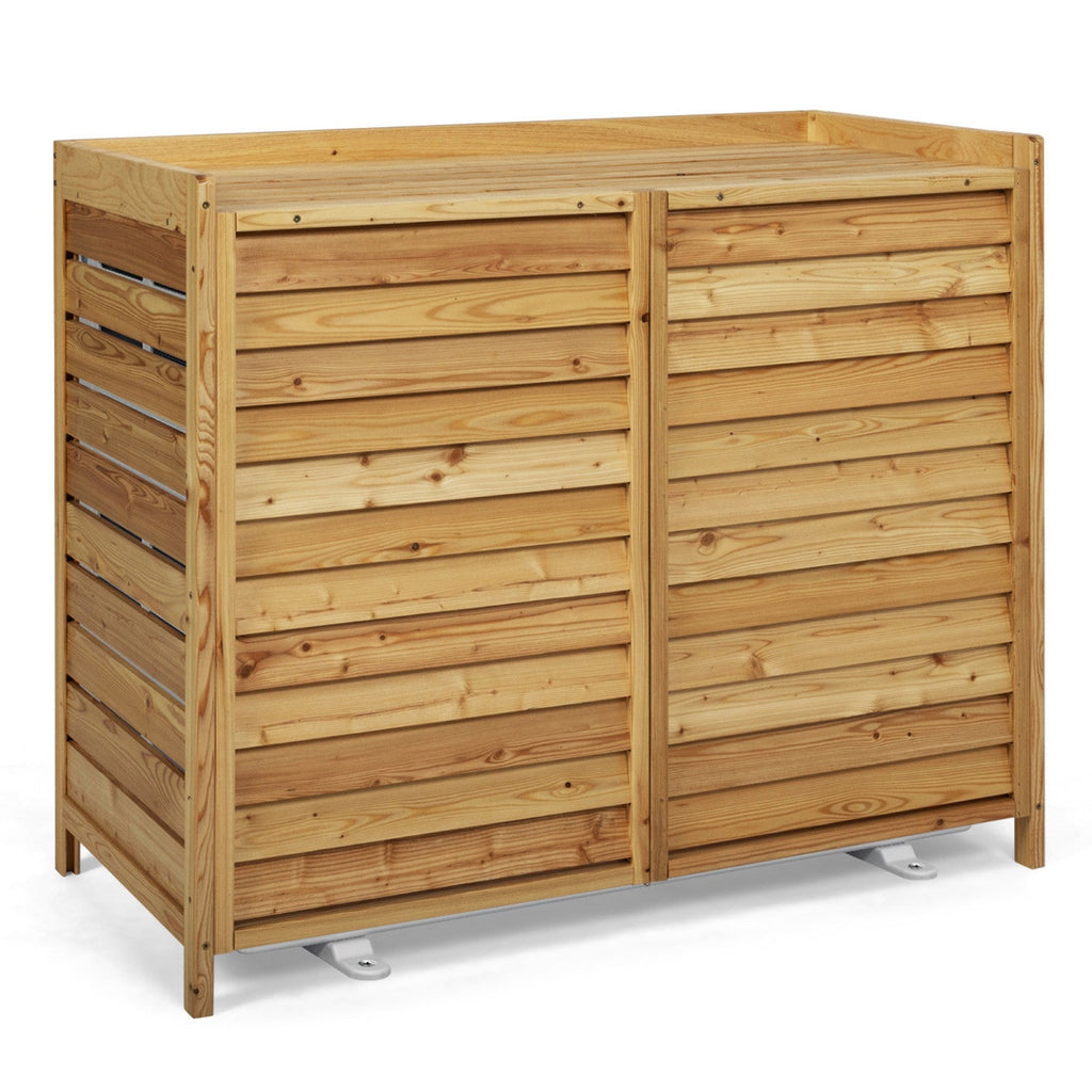 Cache-climatiseur 95 x 50 x 80 cm en bois naturel, protection pour unité extérieure de pompe à chaleur
