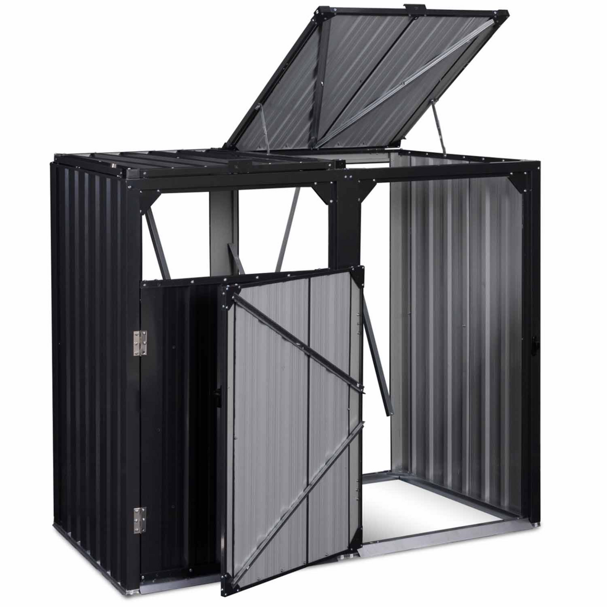 Abri-poubelles double en acier gris anthracite