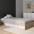 Cadre de lit simple SALEM avec rangement et sommier 90 x 190 cm décor hêtre et blanc