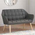 Canapé droit scandinave 2 places CASTILLE en tissu matelassé gris anthracite