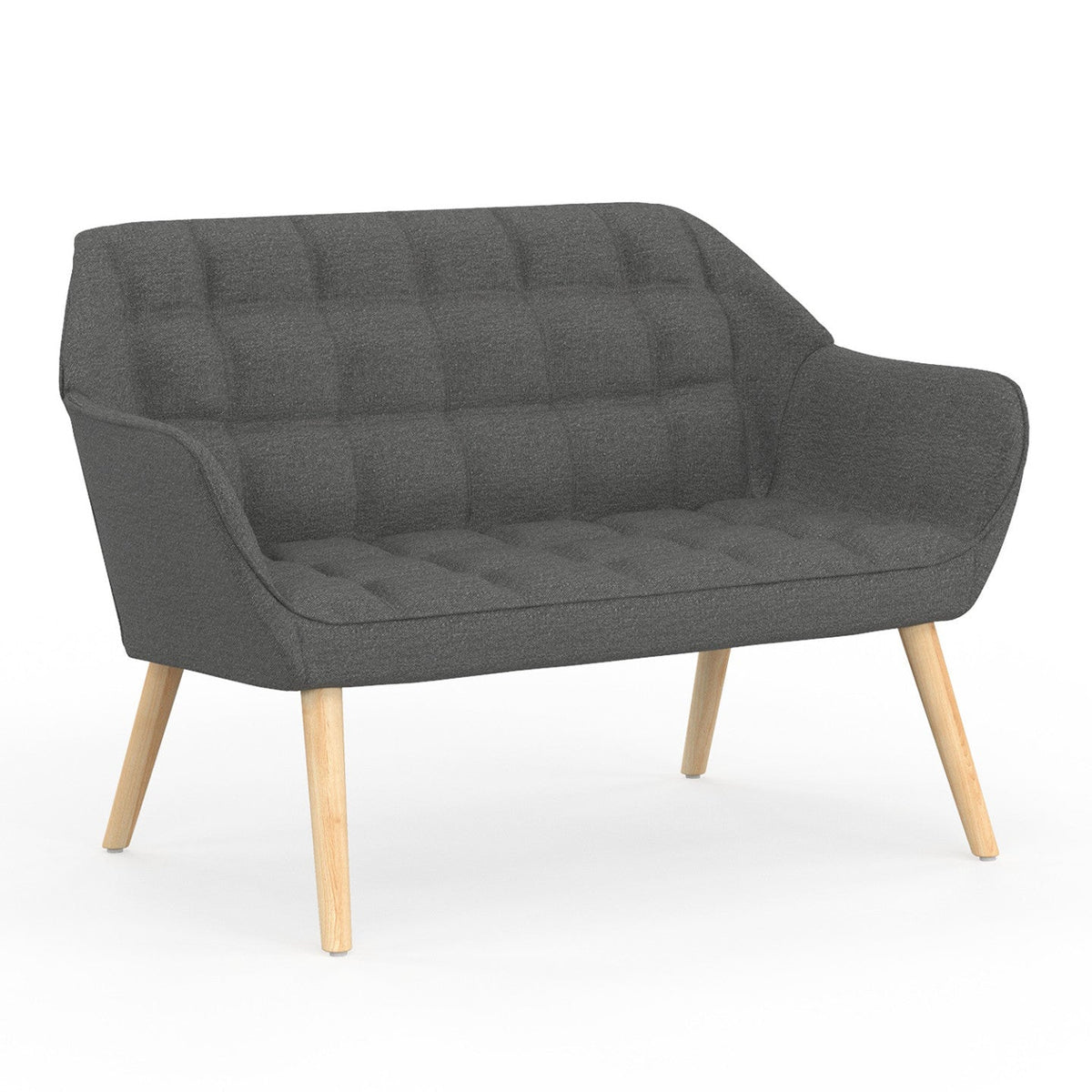Canapé droit scandinave 2 places CASTILLE en tissu matelassé gris anthracite