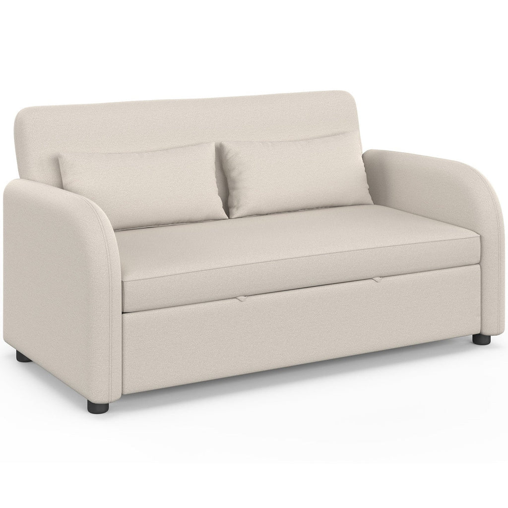 Canapé droit 2 places convertible NOAH en tissu beige
