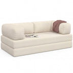Canapé droit convertible 3 places NATOU en velours côtelé beige