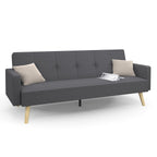 Canapé droit scandinave 3 places convertible LARS en tissu gris
