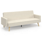 Canapé droit scandinave 3 places convertible LARS en velours côtelé beige