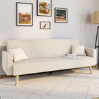 Canapé droit scandinave 3 places convertible LARS en velours côtelé beige