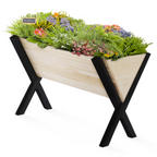 Carré potager PADY jardinière sur pieds bois et noir pour balcon et terrasse