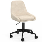 Chaise de bureau pivotante MARTIN en tissu chenille beige, réglable en hauteur et sur roulettes