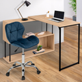 Chaise de bureau ROBINE en velours bleu à roulettes