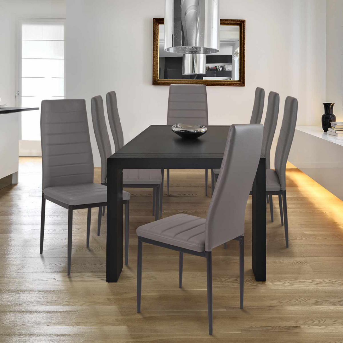 Lot de 6 chaises de salle à manger ROMANE grises