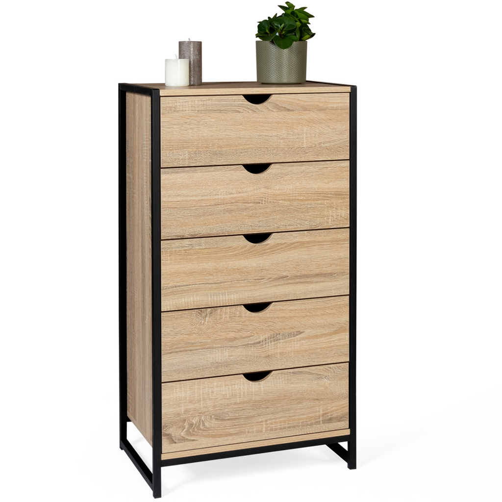 Chiffonnier 5 tiroirs DETROIT 60x30x90 cm commode semainier design industriel