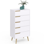 Chiffonnier 5 tiroirs HELSINKI 60x36x110 cm commode semainier blanc design scandinave