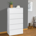 Chiffonnier 5 tiroirs TOMI 60x40x100 cm commode semainier bois blanc