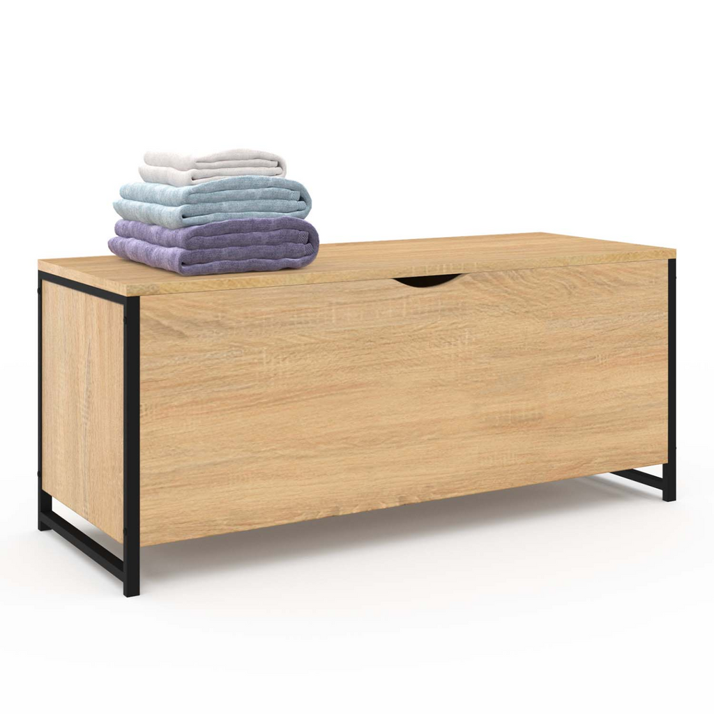 Banc coffre de rangement sur pied 100 cm DETROIT design industriel