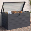 Coffre de rangement de jardin verrouillable en métal gris anthracite 350 L 120 x 62,5 x 63 cm