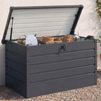 Coffre de rangement de jardin verrouillable en métal gris anthracite 350 L 120 x 62,5 x 63 cm